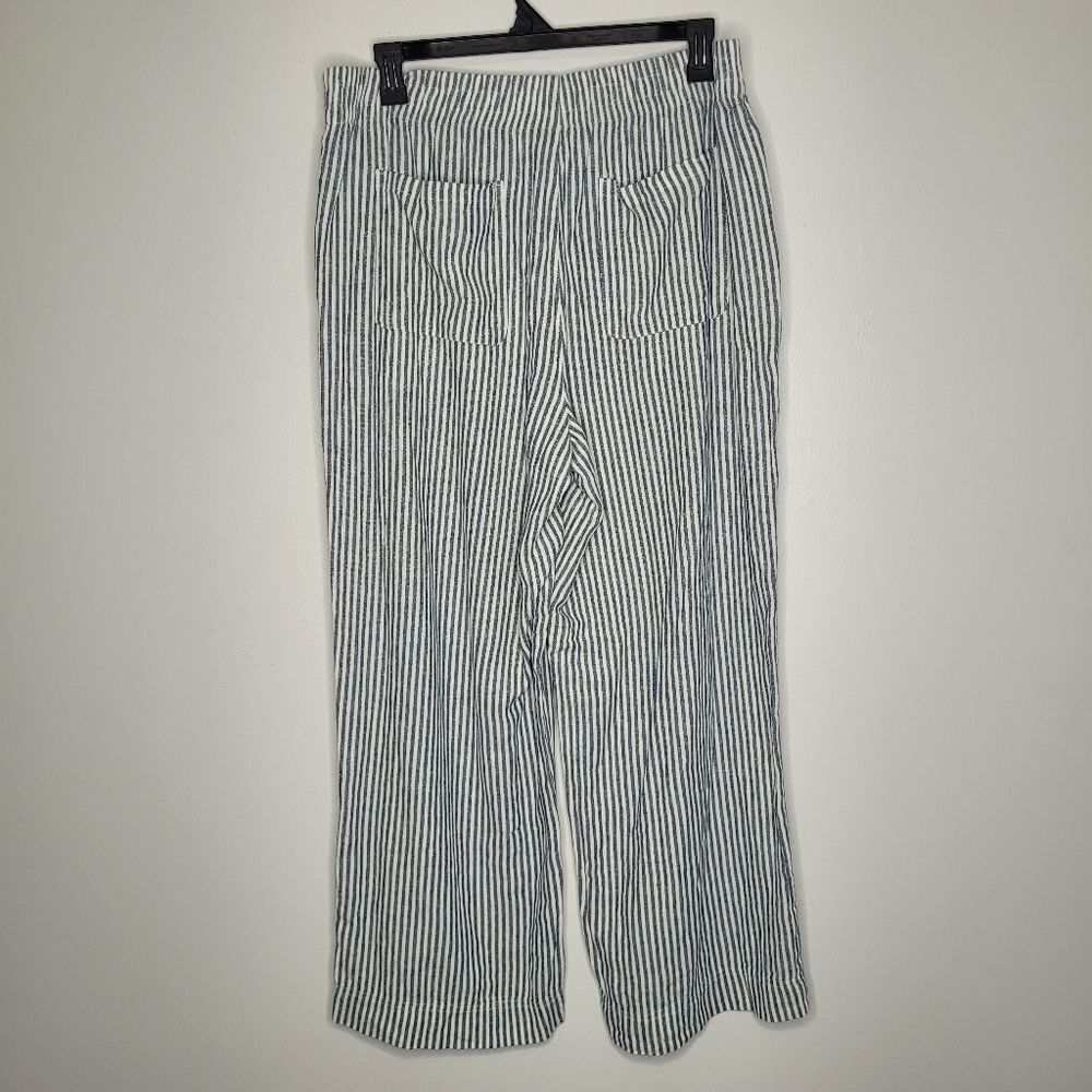 Old Navy linen blend Blue white striped wide leg pull on pants Vacation Xl - Picture 3 of 8